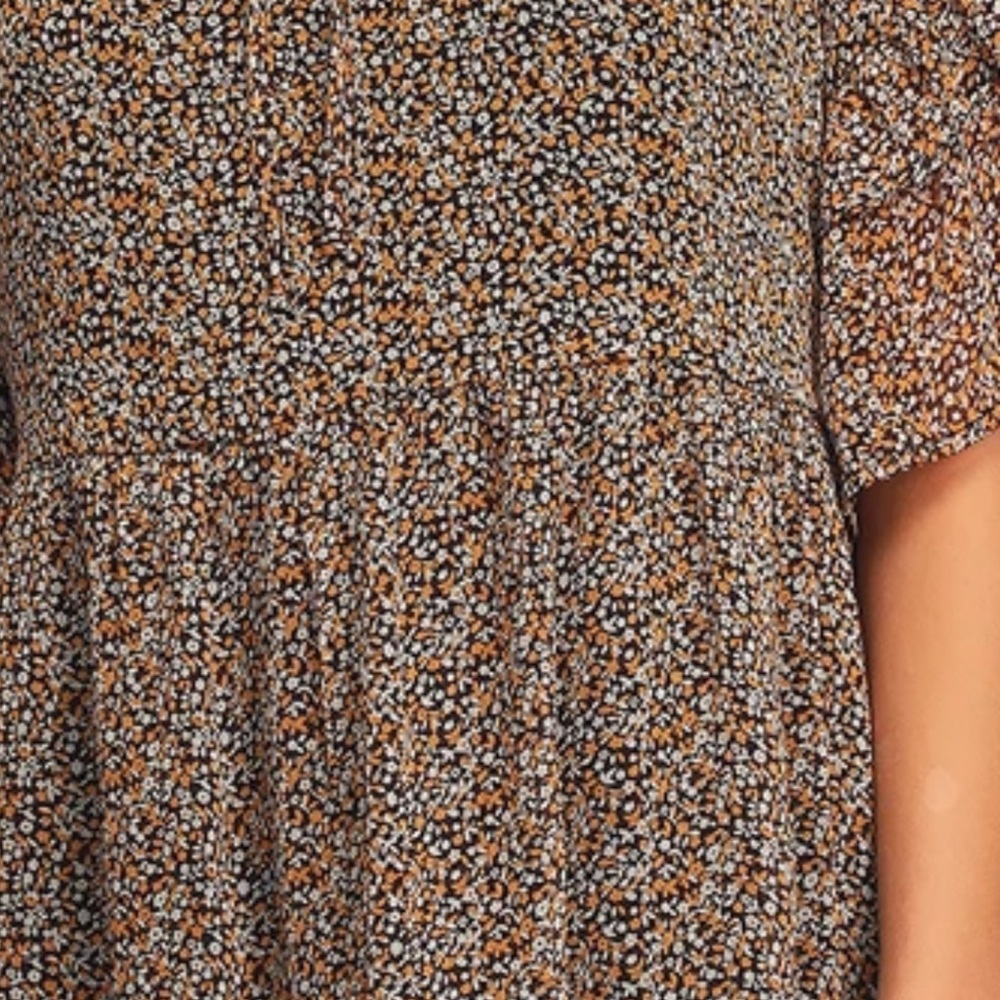 🆕 Lulus Babe Date Black Floral Print Tiered Short Sleeve Babydoll Dress - Picture 6 of 9
